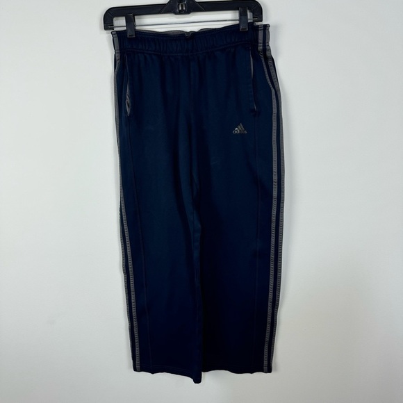 Adidas Navy Blue Stripe Straight Leg Sweats Sweatpants Comfy Lounge - Picture 1 of 3